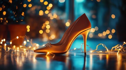 Elegant High Heel Shoe with Bokeh Lights