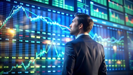 Fototapeta premium Day trading on the Nasdaq featuring dynamic charts and graphs with real-time trading data