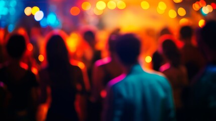 crowd of people on party, night club or concert background