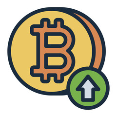 Increase value of bitcoin with a growth arrow.