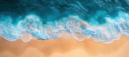 Fototapeta premium Blue Sea and Sandy Coastline Banner