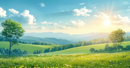 Sunrise Over Rolling Hills