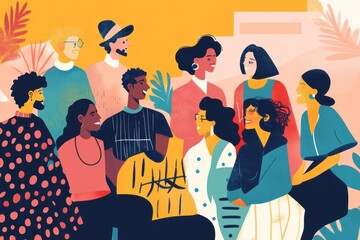 group of diverse people talking together to solve social issue, social justice, inclusivity , diversity 