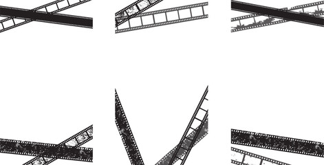 retro grain film strips borders vertical template for social networks on isolated transparent background