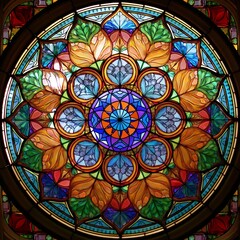 Mandala in the Style of Stained Glass Acrylic Window Decoration. a geometric arrangement of symbols. In many spiritual traditions, it serves as a tool for guidance.