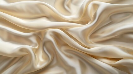 Obraz premium A long, flowing piece of fabric with a pattern of white and tan. The fabric is draped over a surface, creating a sense of movement and elegance. Scene is one of luxury and sophistication