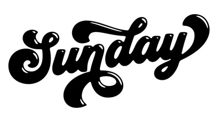 Word ‘Sunday’ written in stylized retro bubble script lettering