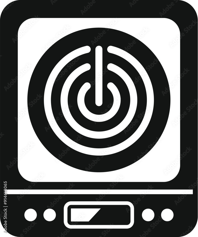 Poster modern induction cooker with a digital control panel displaying the power button, ideal for minimali