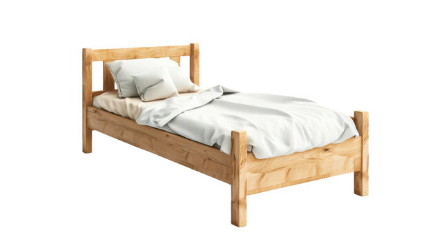 Children wooden bed on transparent background