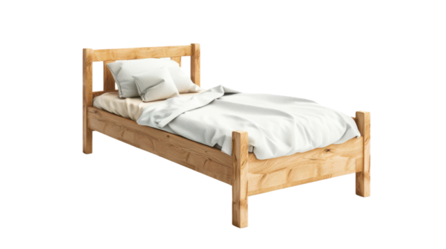 Children wooden bed on transparent background
