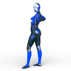 女性サイボーグ　3DCGレンダリング