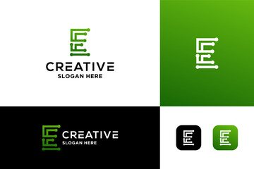 Initial letter E logo vector graphic design