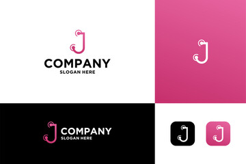 letter j logo tech vector graphic design illustration