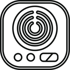 Induction cooker panel icon in a modern linear style depicting a kitchen appliance for cooking