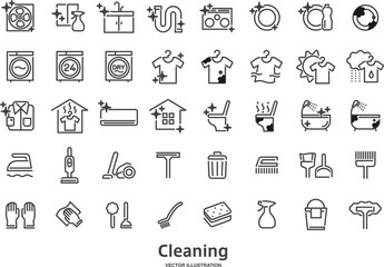 掃除や 洗濯 のアイコンセット