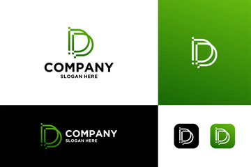 letter D pixel logo design vector