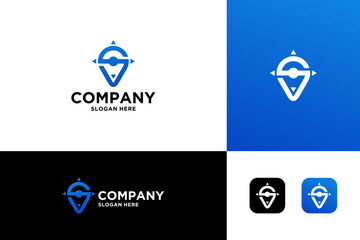 driver wheel navigation letter S logo