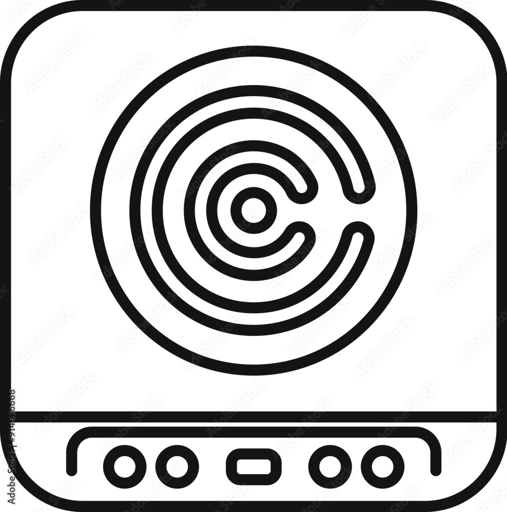 Poster line drawing of a modern induction cooker panel with touch control buttons for easy cooking