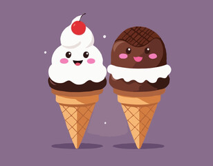 Ice cream with a chocolate 

