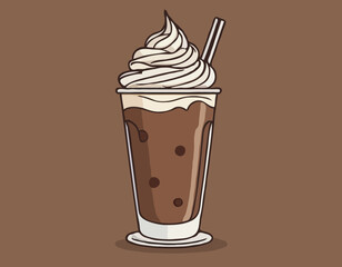 Hand Drawn Chocolate Frappe and Whipped Cream illustration
