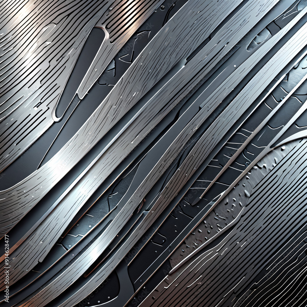 Poster a futuristic abstract design with metallic textures and sleek lines