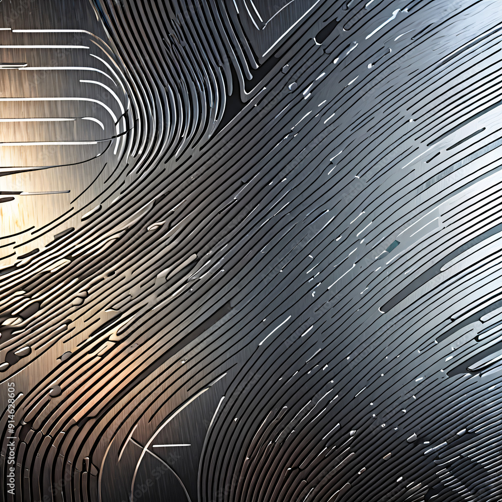 Poster a futuristic abstract design with metallic textures and sleek lines