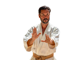 A martial artist in a fighting stance