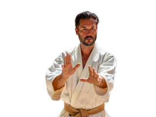 A martial artist in a fighting stance