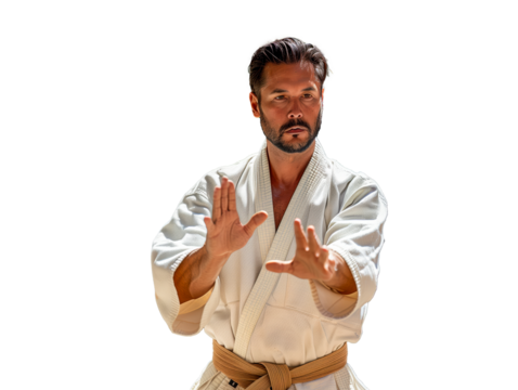 A martial artist in a fighting stance