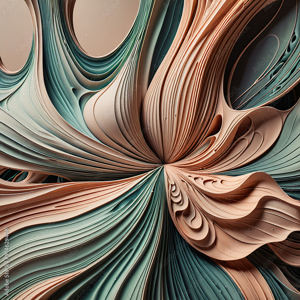Poster a mesmerizing blend of fluid lines and organic forms in a chaotic composition