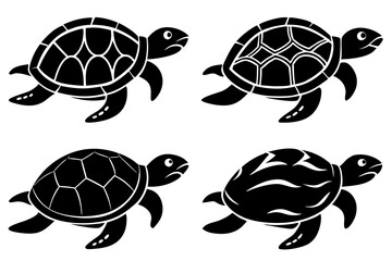Turtle Silhouette, turtle marine animal icon, silhouettes of sea turtle
