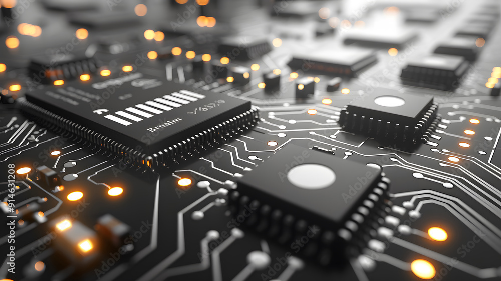 Poster technology black circuit diagram concept.high-tech circuit board connection system.vector abstract t