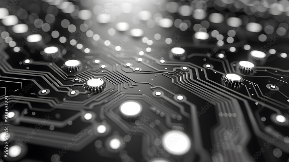 Poster technology black circuit diagram concept.high-tech circuit board connection system.vector abstract t