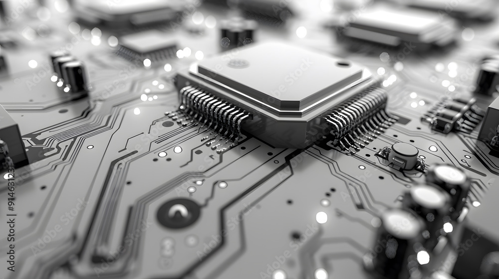 Poster technology black circuit diagram concept.high-tech circuit board connection system.vector abstract t