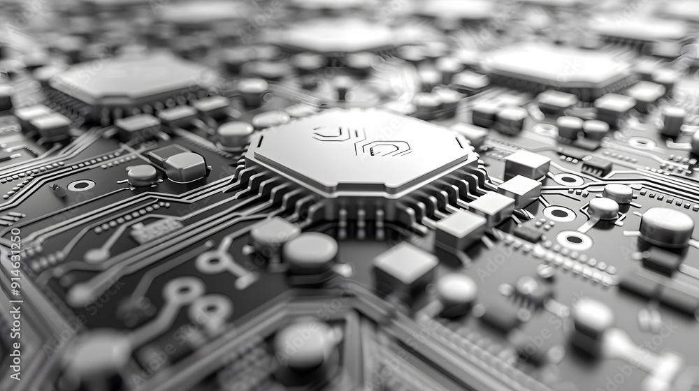 Poster technology black circuit diagram concept.high-tech circuit board connection system.vector abstract t