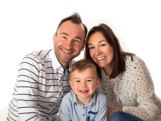 Fototapeta premium Family father mother son daughter kid studio photo white background