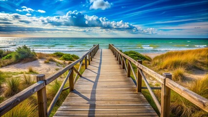 Fototapeta premium wooden road to the sea 
