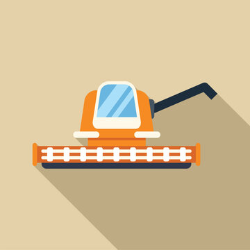 recommend clip art: Combine harvester working in wheat field, harvesting grain crops, agriculture machinery
