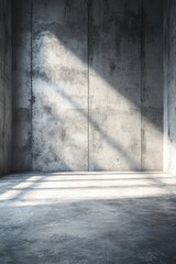 Empty metal room with shadows on the floor