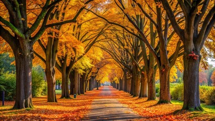 Fototapeta premium autumn alley .tree alley in the park in autumn time 
