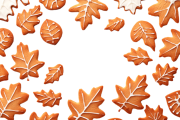 Leaf shaped cookies with icing, top view