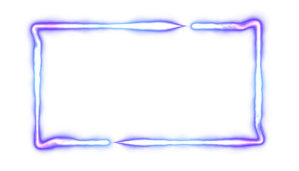 Laser rectangle frame, neon border. transparent Electric lights horizontal glow outline shape or glowing lines. Abstract background with space for your text. Png © Nanotrillion