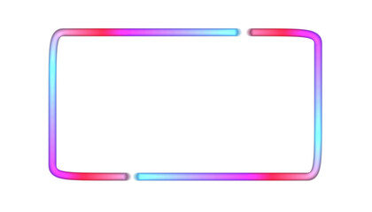 Laser rectangle frame, neon border. transparent Electric lights horizontal glow outline shape or glowing lines. Abstract background with space for your text. Png