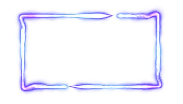 Laser rectangle frame, neon border. transparent Electric lights horizontal glow outline shape or glowing lines. Abstract background with space for your text. Png