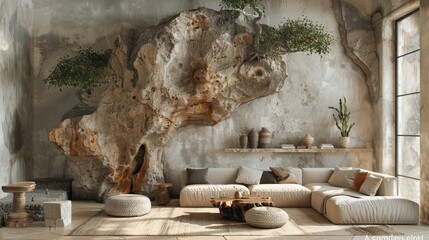 3D relief wallpaper with painting of lifelike tree bark textures and woodland beauty of natural landscapes  with a realistic and textured mural wall art
