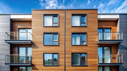 Fototapeta premium Exterior cladding of a new residential building being processed, construction, architecture, home improvement, siding