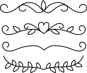 Set of hand drawn underlines. Hand made doodles EPS Vector