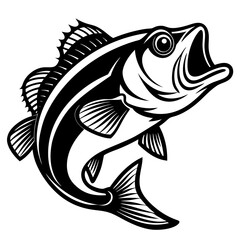 
Large mouth bass fish vintage vector graphic 
