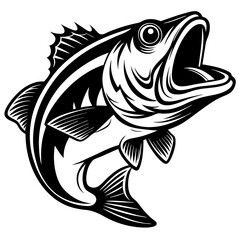 
Large mouth bass fish vintage vector graphic 
