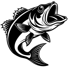 
Large mouth bass fish vintage vector graphic 

